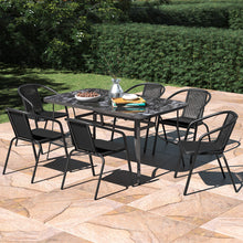 Load image into Gallery viewer, Garden Tempered Glass Rectangle Table with Set of 6 PE Rattan Chairs, LG1253LG0915
