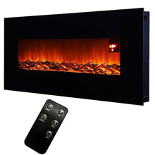 Load image into Gallery viewer, Black 50 Inch Wall Mounted Electric Fire with Log 1800W Electric Fireplace Wall Mounted Fireplaces Living and Home 
