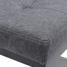 Load image into Gallery viewer, Classic Linen Buttoned Footstool with X-shaped Legs
