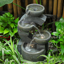 Load image into Gallery viewer, C Shaped Outdoor Fountain Garden Patio Water Feature LED Light Cascade Bowl Fountains &amp; Waterfalls Living and Home 
