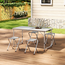 Load image into Gallery viewer, Portable Aluminium Folding Picnic Table with 4 Stools
