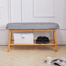 Load image into Gallery viewer, Shoe Bench Bamboo 2 Tier with Shoe Storage Rack Bench Living and Home 

