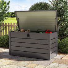 Load image into Gallery viewer, 350L Grey Metal Outdoor Garden Storage Box Lockable Garden Storage Boxes Living and Home 
