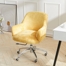 Load image into Gallery viewer, Velvet Upholstered Wheeled Swivel Office Chair Living and Home Yellow 
