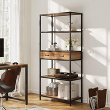 Load image into Gallery viewer, 5-Tier Wooden Book Shelf with Drawers Living and Home 
