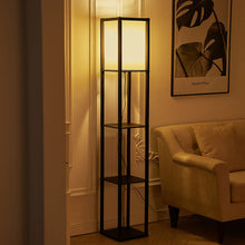 Load image into Gallery viewer, Wooden Floor Lamp with Shelves 3 Layers Open Storage Shelves Lighting Living and Home 
