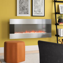 Load image into Gallery viewer, 40 to 60 Inch Sliver Electric Fireplace Crystal Accents 6 Flame Colour Heater Wall Mounted Fireplaces Living and Home 
