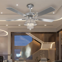 Load image into Gallery viewer, 52Inch Silver Ceiling Fan with Light Crystal Droplets Chandelier Ceiling Fans Living and Home 
