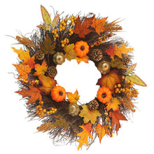 Load image into Gallery viewer, Livingandhome Artificial Autumn Halloween Prelit Wreath Thanksgiving Decorations
