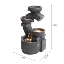 Load image into Gallery viewer, C Shaped Outdoor Fountain Garden Patio Water Feature LED Light Cascade Bowl Fountains &amp; Waterfalls Living and Home 
