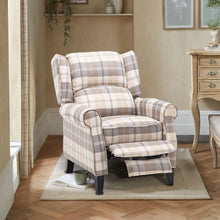 Load image into Gallery viewer, Tartan Upholstered Recliner Chair with Comfortable and Relaxing Footrest Recliners-AWIN Living and Home 
