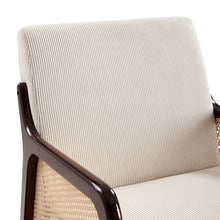 Load image into Gallery viewer, Corduroy Armchair with Rattan Armrest - Beige
