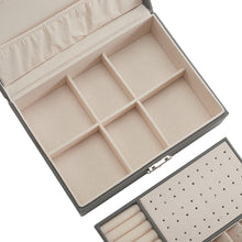 Load image into Gallery viewer, Lockable Double Tier Faux Leather Jewellery Organizer

