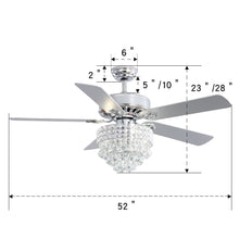 Load image into Gallery viewer, Chrome Ceiling Fan 5 Blades LED Crystal Chandelier &amp; Remote Control 52Inch Ceiling Light Living and Home 
