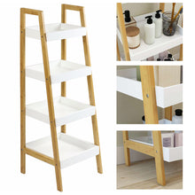 Load image into Gallery viewer, Nordic Freestanding Wooden 4-Tier Ladder Shelf Storage Organizer
