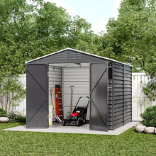 Load image into Gallery viewer, Livingandhome Charcoal Steel Tool Shed with Front Windows and Ventilation

