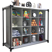 Load image into Gallery viewer, 4 Tiers 16-Pair Non-woven Grid Shoes Rack Grey Cubes Storage Shelf Rack Organizers, WH0905 Living and Home 
