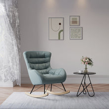 Load image into Gallery viewer, 96cm Height Cyan Nordic Wooden Rocking Chair for Living Room Bedroom Rocking Chairs Living and Home 
