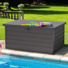 Load image into Gallery viewer, 350L Grey Metal Outdoor Garden Storage Box Lockable Garden Storage Boxes Living and Home 
