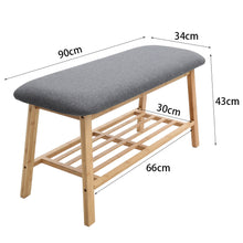 Load image into Gallery viewer, Shoe Bench Bamboo 2 Tier with Shoe Storage Rack Bench Living and Home 
