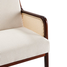 Load image into Gallery viewer, Corduroy Armchair with Rattan Armrest - Beige
