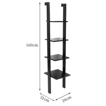 Load image into Gallery viewer, 4-Tier Wooden Wall Ladder Shelf Black
