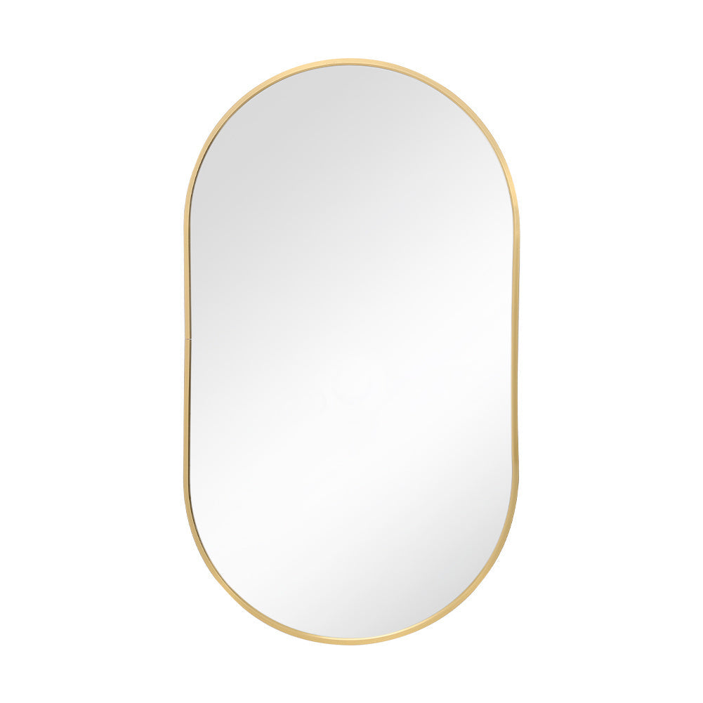 Livingandhome Modern Oval Metal Wall Mirror Gold, CT0133