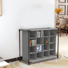 Load image into Gallery viewer, 4 Tiers 16-Pair Non-woven Grid Shoes Rack Grey Cubes Storage Shelf Rack Organizers, WH0905 Living and Home 
