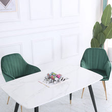 Load image into Gallery viewer, Set of 2 Velvet Dining Chairs with Pad and Armrest Green Dining Chairs Living and Home 
