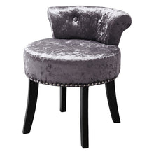 Load image into Gallery viewer, FootStool for Dressing Table Velvet Fabric Wood Grey/Purple Dressing Table Stool Living and Home Dark Grey 
