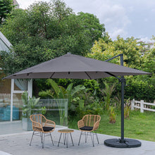 Load image into Gallery viewer, Light Grey 3 x 3 m Square Cantilever Parasol Outdoor Hanging Umbrella for Garden and Patio Parasols Living and Home Charoal Parasol + Cross Base + Round Water Tank 
