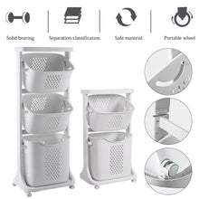 Load image into Gallery viewer, 2/3-Tier Bathroom Plastic Storage Trolley Laundry Basket Laundry Baskets Living and Home 

