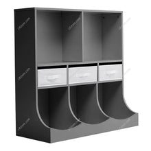 Load image into Gallery viewer, 3-Tier Open Style Toy and Book Storage Cabinet Living and Home Grey 
