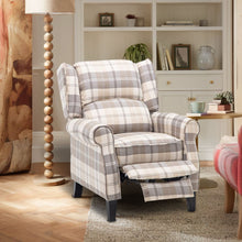 Load image into Gallery viewer, Tartan Upholstered Recliner Chair with Comfortable and Relaxing Footrest Recliners-AWIN Living and Home 
