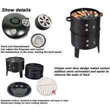 Load image into Gallery viewer, 3 in 1 BBQ Charcoal Grill 3 Tier Smoker
