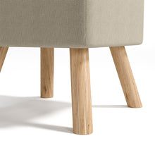 Load image into Gallery viewer, Linen Fabric Padded Wooden Leg Footstool
