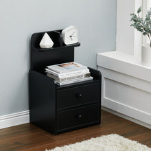Load image into Gallery viewer, Minimalist Black Wooden Bedside Table with Drawers Cabinets Living and Home 2 Drawers 
