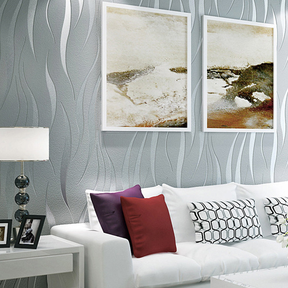 Livingandhome Modern Non-pasted Wave Wallpaper, WF0082