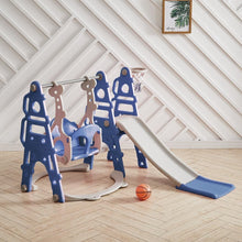 Load image into Gallery viewer, Kids Toddler Swing and Slide Set with Basketball Hoop Swing &amp; Slide Living and Home Blue 
