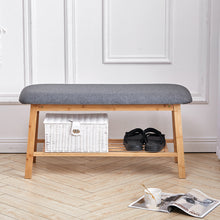 Load image into Gallery viewer, Shoe Bench Bamboo 2 Tier with Shoe Storage Rack Bench Living and Home 
