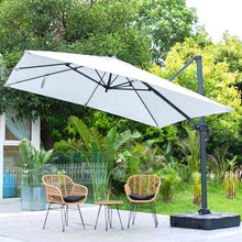 Load image into Gallery viewer, Copy of Light Grey 3 x 3 m Square Cantilever Parasol Outdoor Hanging Umbrella for Garden and Patio Parasols Living and Home Parasol + Cross Base + Square Water Tank 
