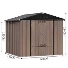 Load image into Gallery viewer, Classic Lockable Tool Storage Bike Shed Brown Metal Shed for Garden Storage Garden Sheds Living and Home 
