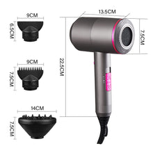 Load image into Gallery viewer, Grey Hair Dryer with 2 Nozzles and 1 Diffuser
