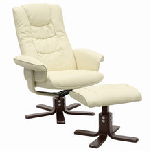 Load image into Gallery viewer, PU Leather Swivel Reclining Armchair with Footstool Lounge Chair and Footstool Living and Home Beige 
