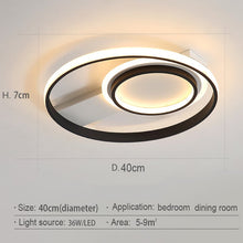 Load image into Gallery viewer, Modern LED Ceiling Light with 2 Circular Rings in Black Dimmable/Non-Dimmable Ceiling Light Living and Home 
