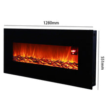 Load image into Gallery viewer, Black 50 Inch Wall Mounted Electric Fire with Log 1800W Electric Fireplace Wall Mounted Fireplaces Living and Home 
