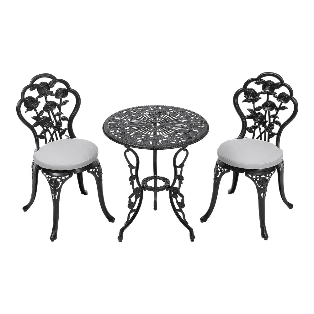 Livingandhome 3pcs Cast Aluminum Outdoor Bistro Dining Set, AI1286