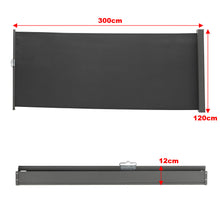 Load image into Gallery viewer, Side Awning Retractable Outdoor Privacy Screen for Garden Balcony Terrace Awnings Living and Home Dark Gray Length 300 cm x Height 120 cm 
