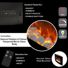 Load image into Gallery viewer, 35 Inch Wall Mounted Curved LED Electric Fireplace Tempered Glass Black Fireplaces Living and Home 
