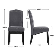 Load image into Gallery viewer, Set of 2 Grey Velvet High Back Dinning Chair
